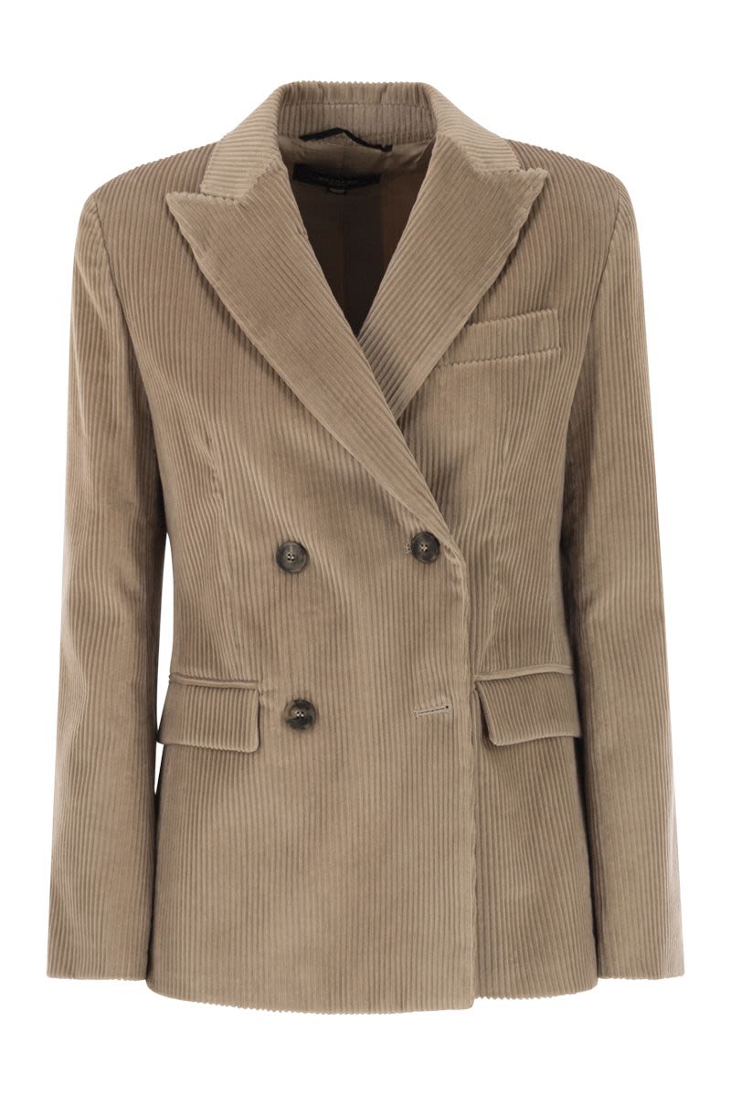 WEEKEND MAX MARA Cotton Velvet Blazer with Peaked Lapels - Length 68cm