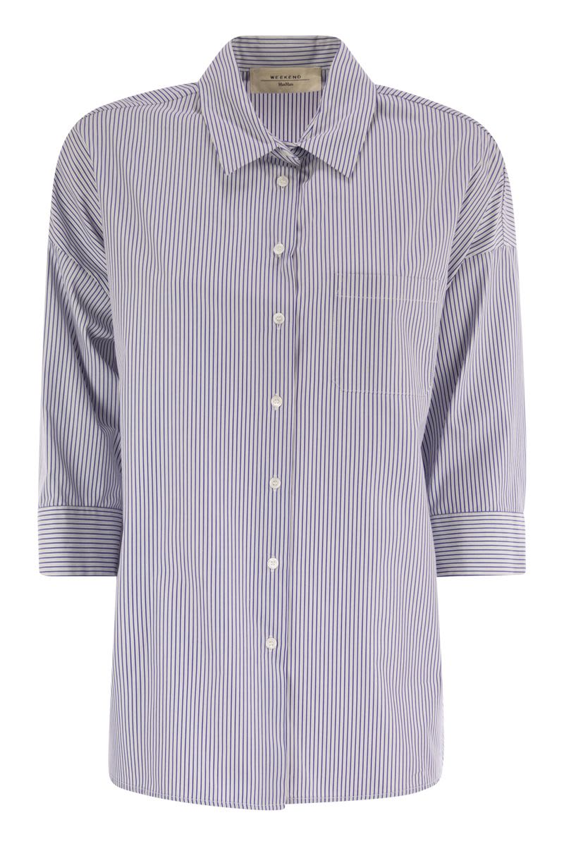 WEEKEND MAX MARA Flared Soft Poplin Shirt with 3/4 Sleeves