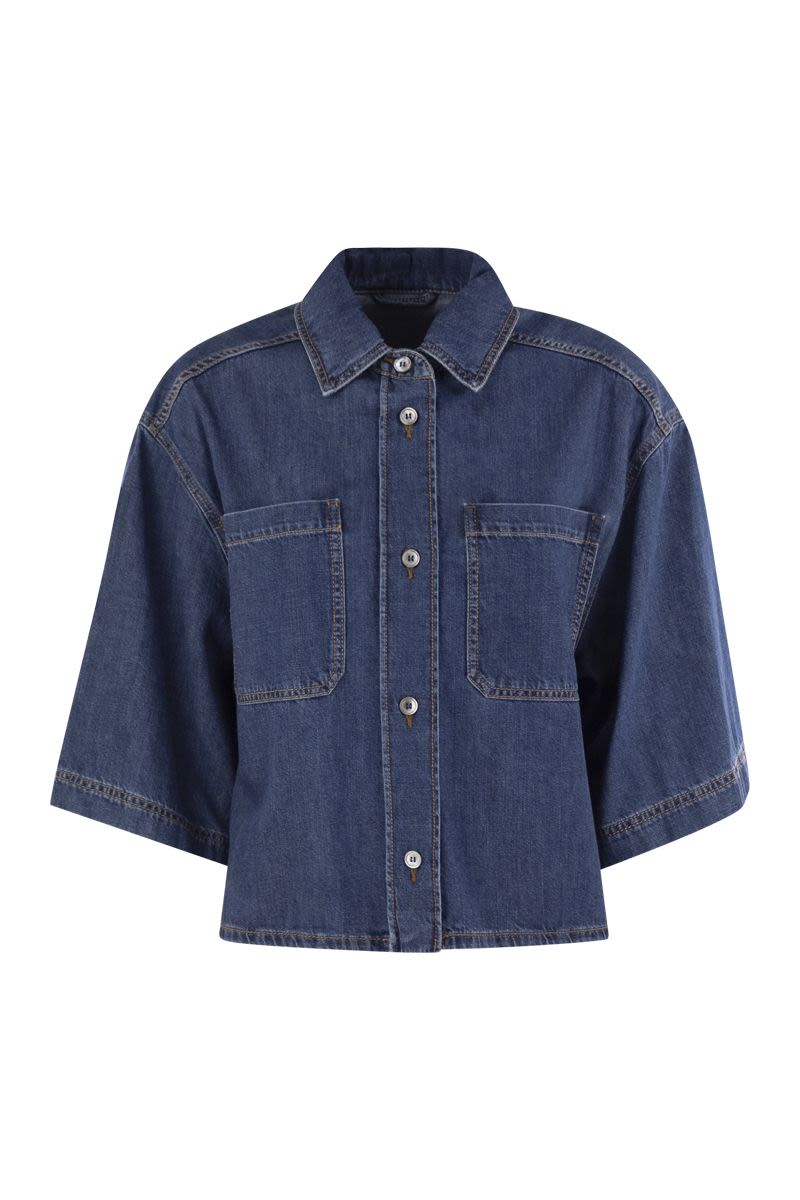 WEEKEND MAX MARA Cropped Denim Shirt with Organic Cotton