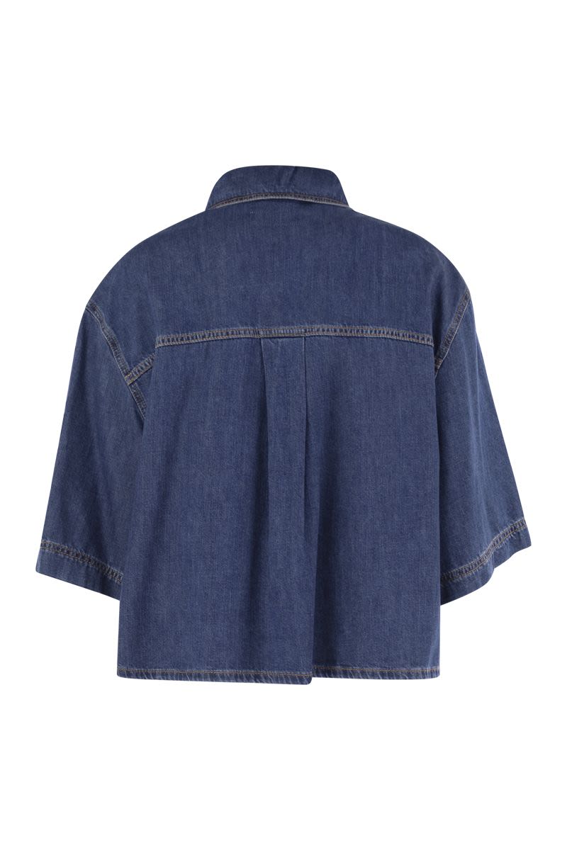 WEEKEND MAX MARA Cropped Denim Shirt with Organic Cotton
