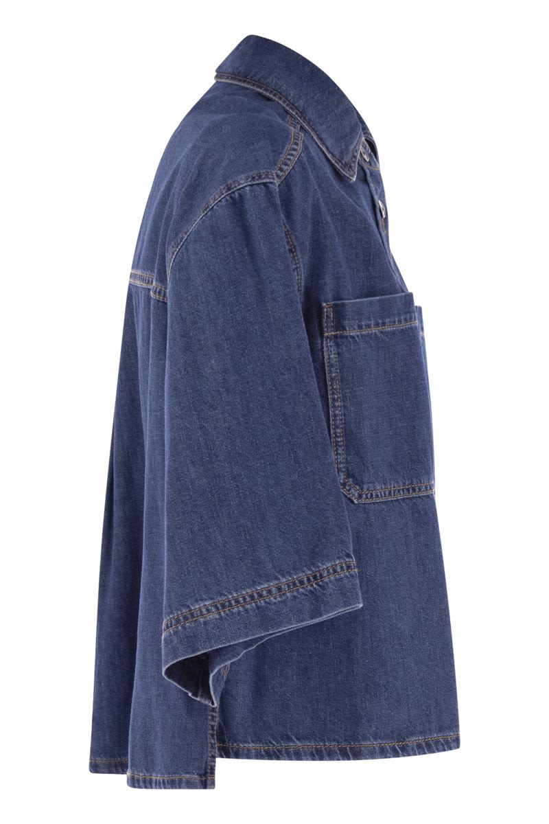WEEKEND MAX MARA Cropped Denim Shirt with Organic Cotton
