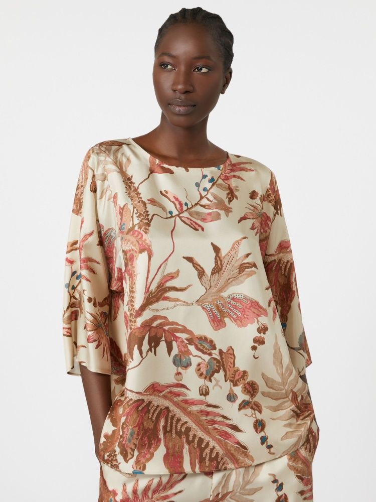 WEEKEND MAX MARA Printed Silk Soft Blouse - 3/4 Sleeves