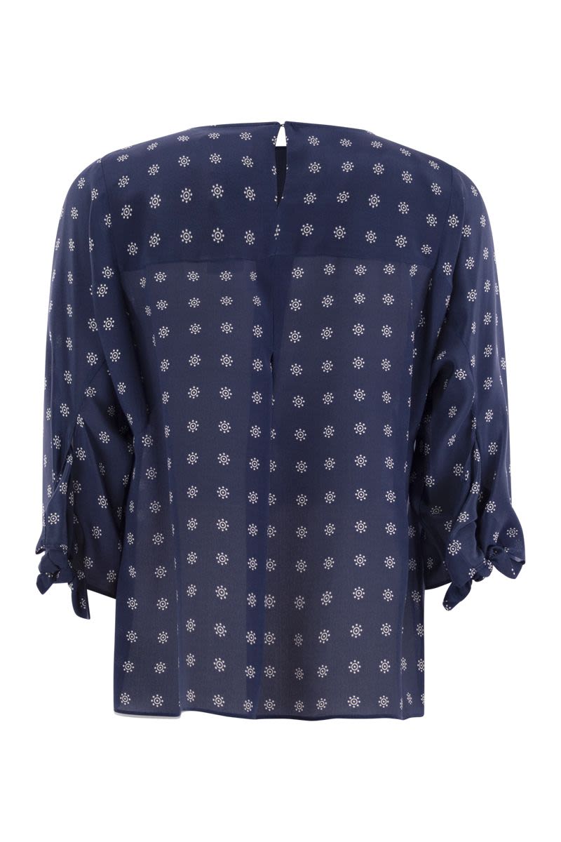 WEEKEND MAX MARA Flared Crewneck Blouse with Bow Cuff Detail