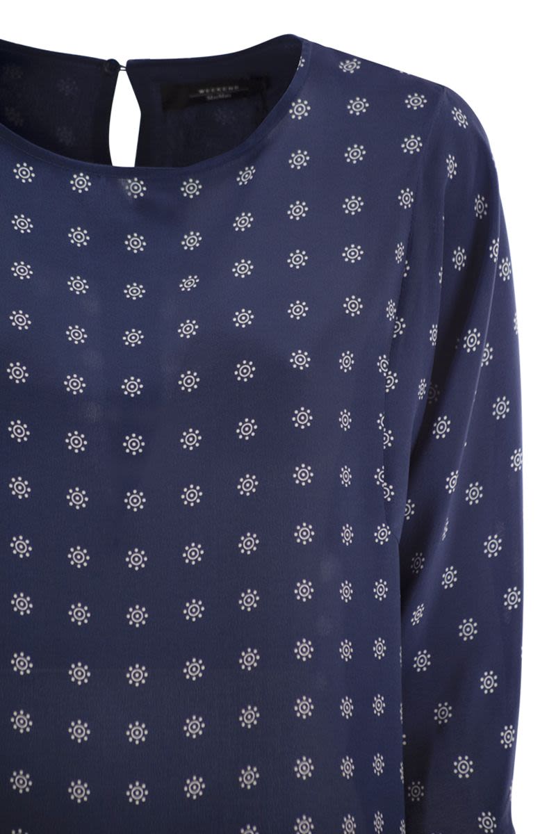 WEEKEND MAX MARA Flared Crewneck Blouse with Bow Cuff Detail