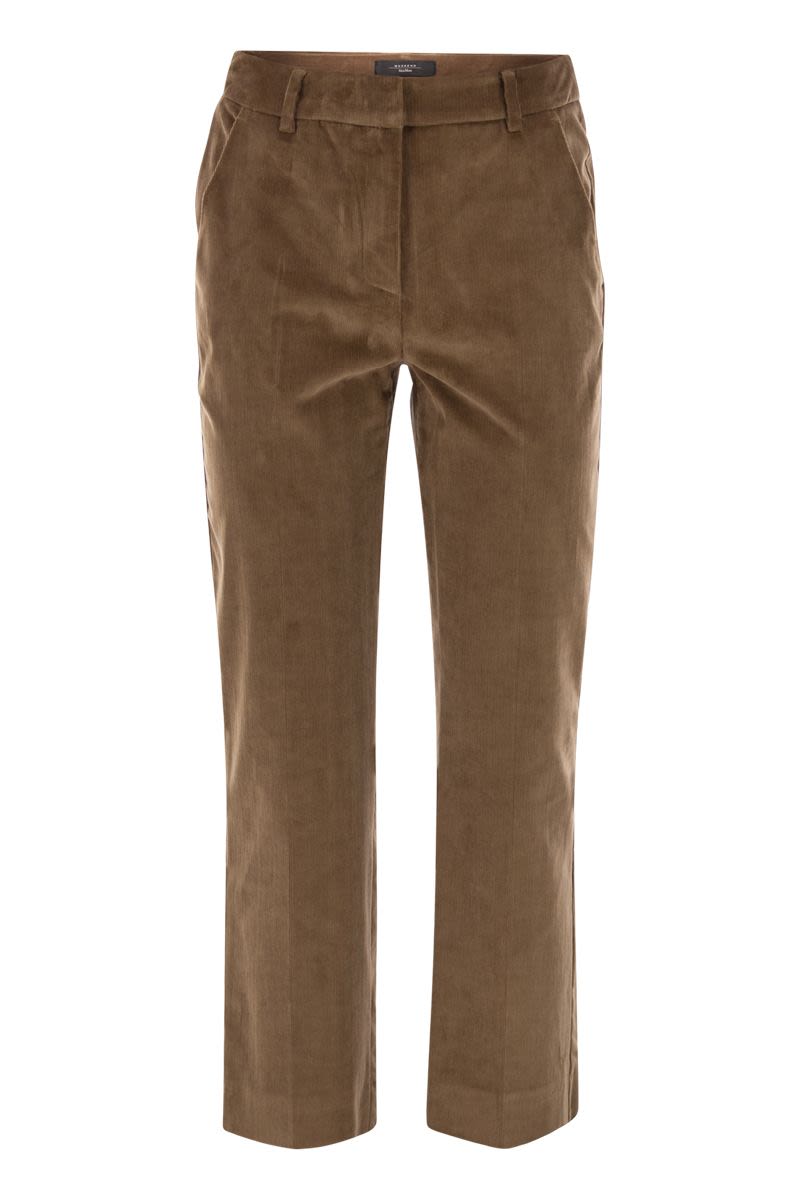WEEKEND MAX MARA Cigarette Velvet Trousers with Ankle Length Design