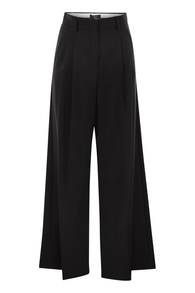WEEKEND MAX MARA Tailored Stretch Wool Trousers - High Waist, Wide Leg