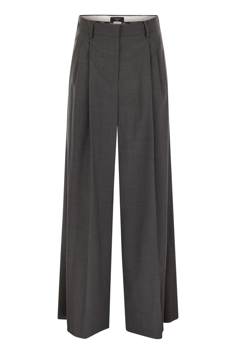 WEEKEND MAX MARA High-Waist Wide Leg Stretch Wool Trousers
