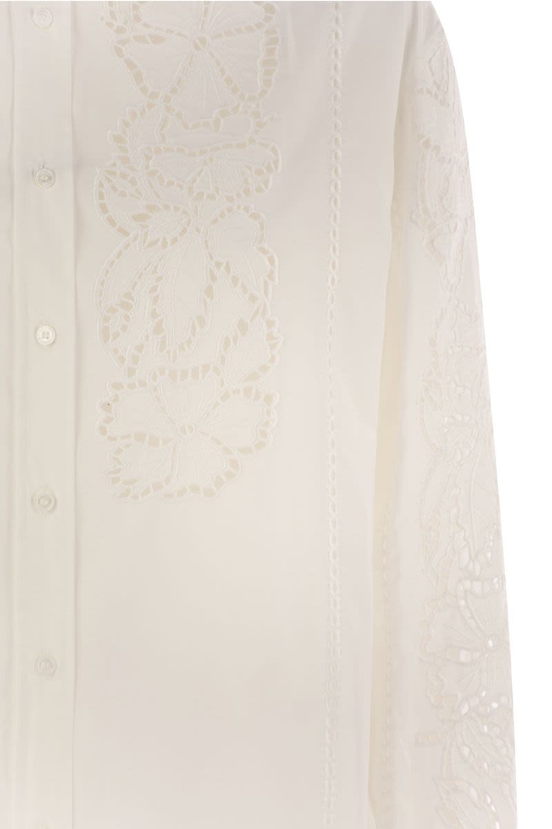 WEEKEND MAX MARA Embroidered Soft Poplin Shirt - Loose Fit