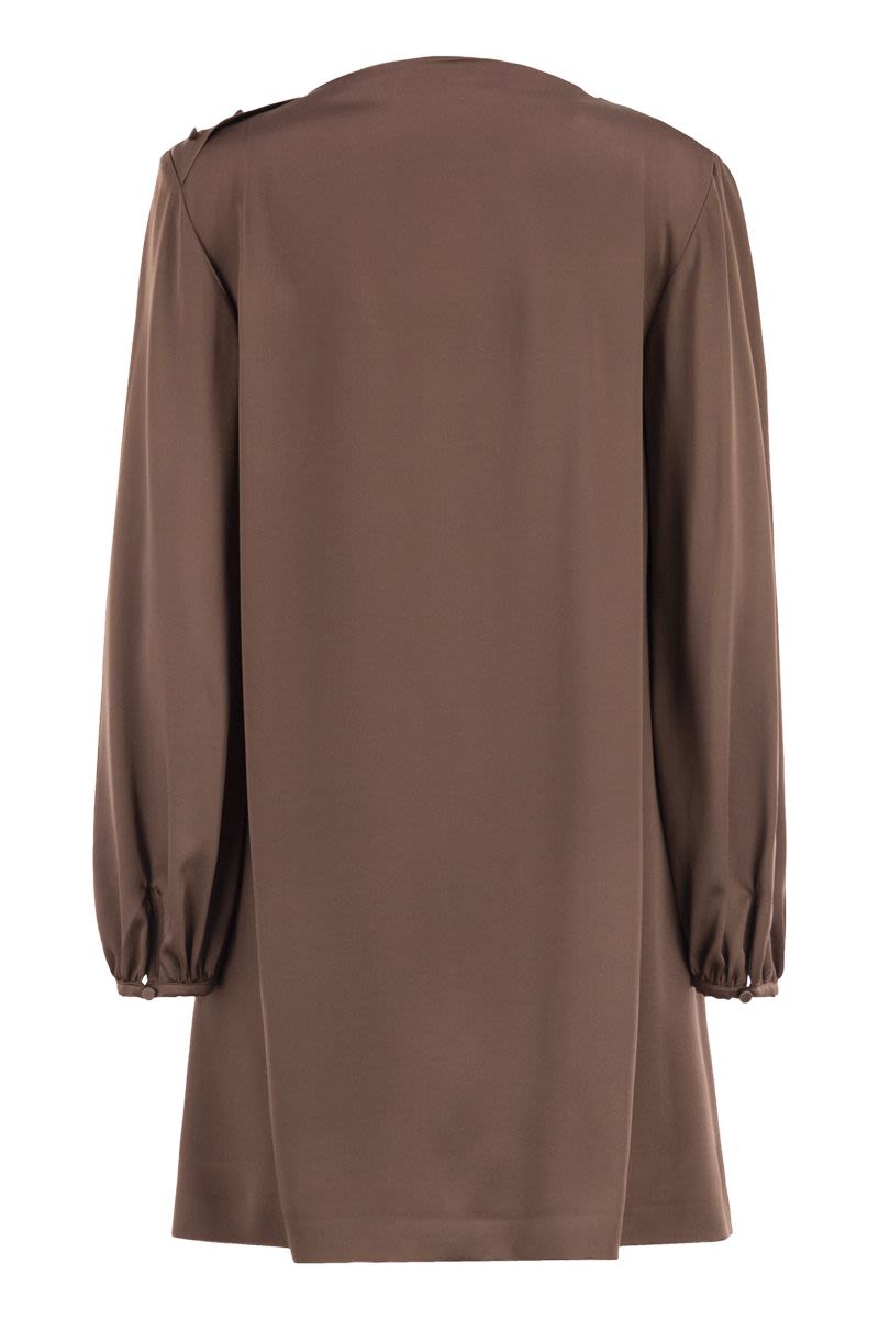 WEEKEND MAX MARA Shiny Satin Mini Dress with Asymmetrical Draped Neckline