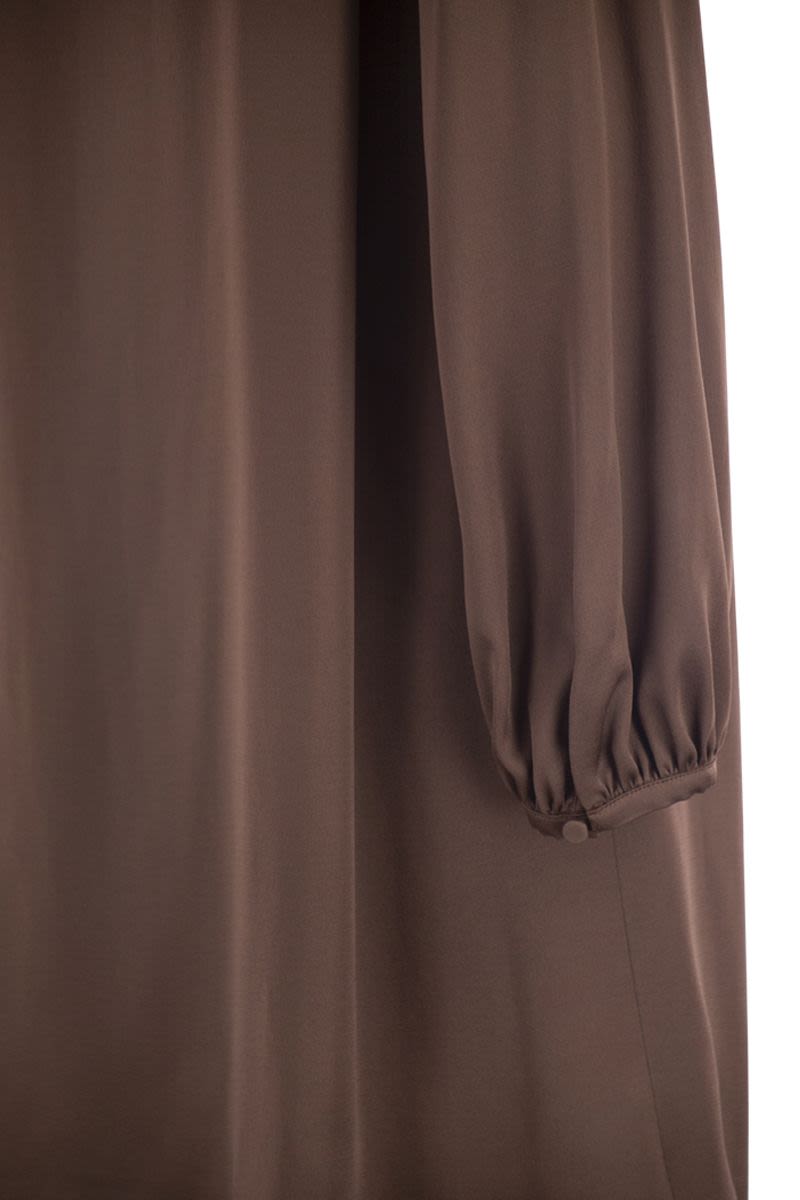WEEKEND MAX MARA Shiny Satin Mini Dress with Asymmetrical Draped Neckline