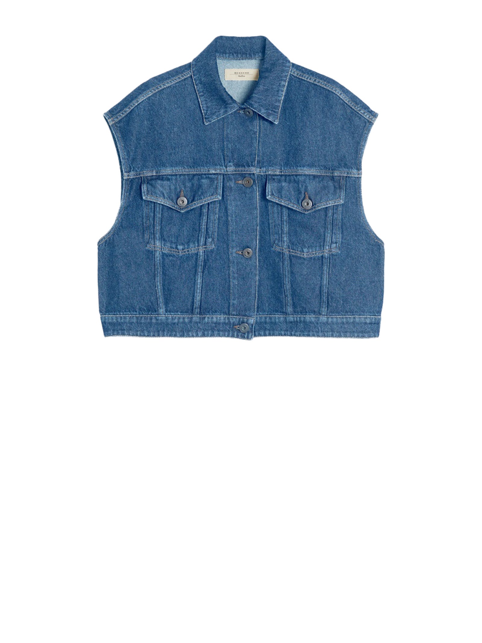 WEEKEND MAX MARA Denim-Inspired Cropped Waist Vest for Women