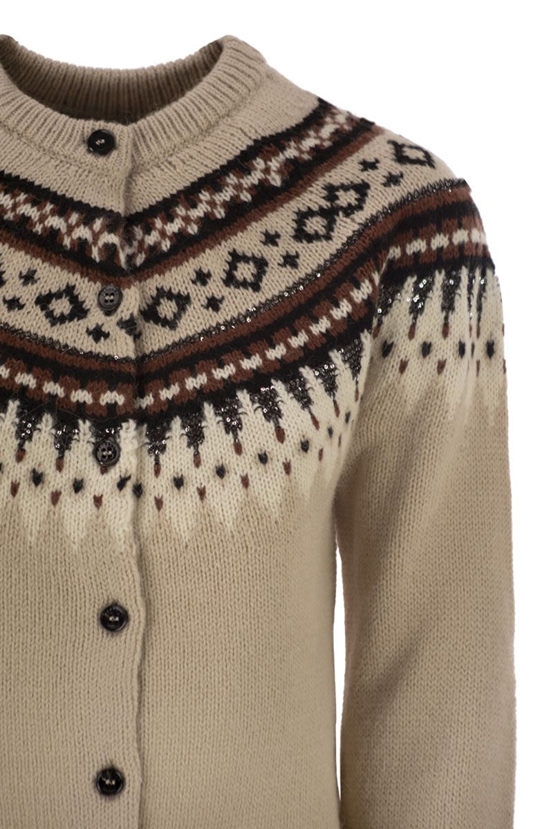 WEEKEND MAX MARA Cropped Alpaca and Jacquard Wool Cardigan