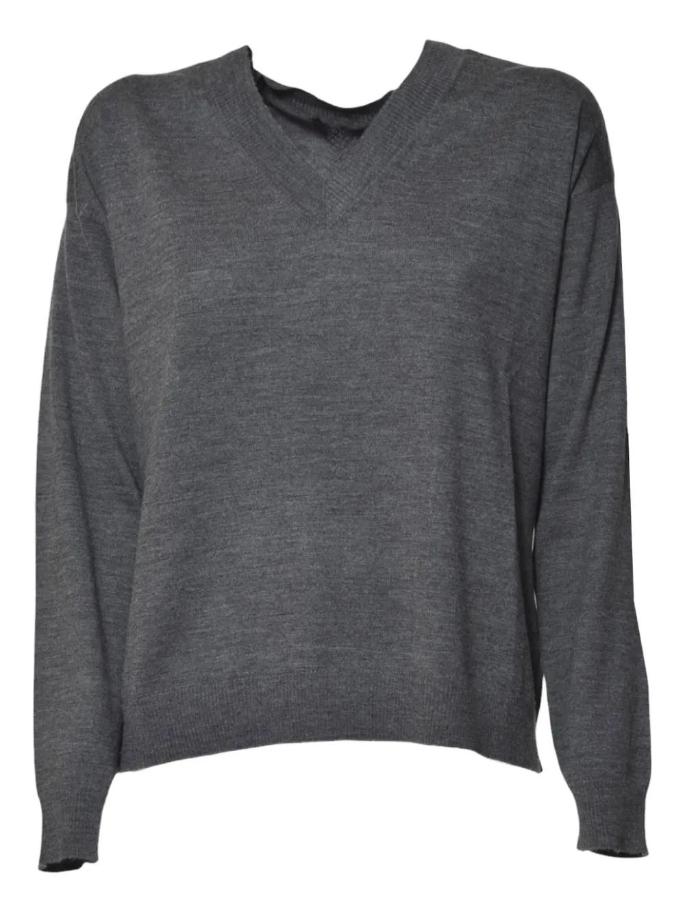 WEEKEND MAX MARA Cashmere V-Neck Pullover with Ribbed Cuffs and Hem