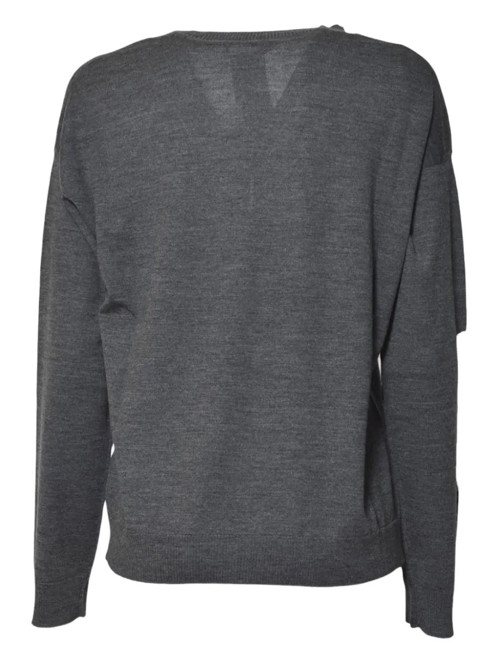 WEEKEND MAX MARA Cashmere V-Neck Pullover with Ribbed Cuffs and Hem