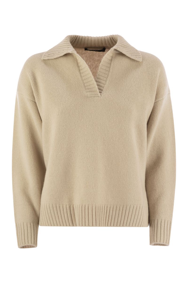 WEEKEND MAX MARA Wool Sweater with Open Polo Collar