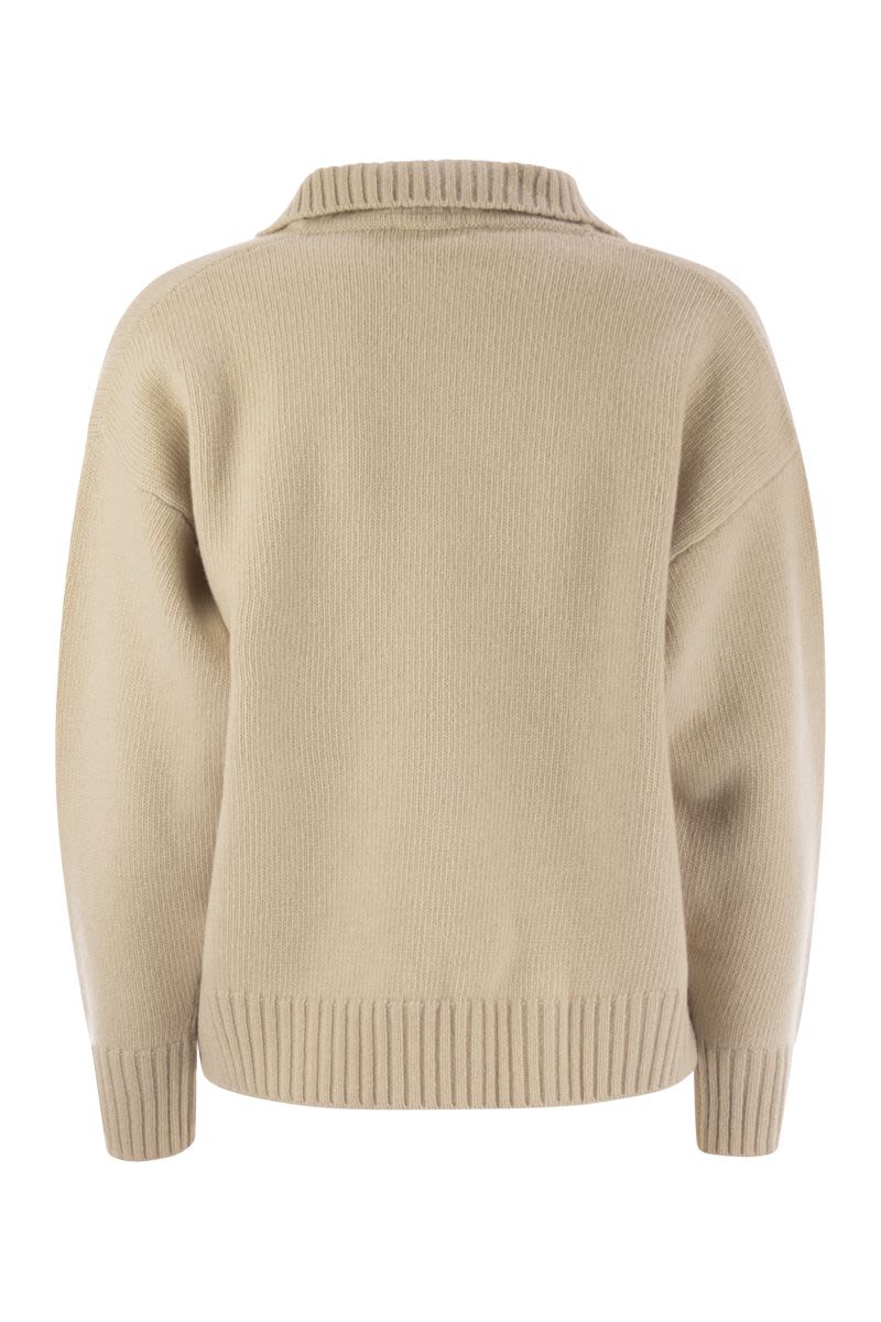 WEEKEND MAX MARA Wool Sweater with Open Polo Collar