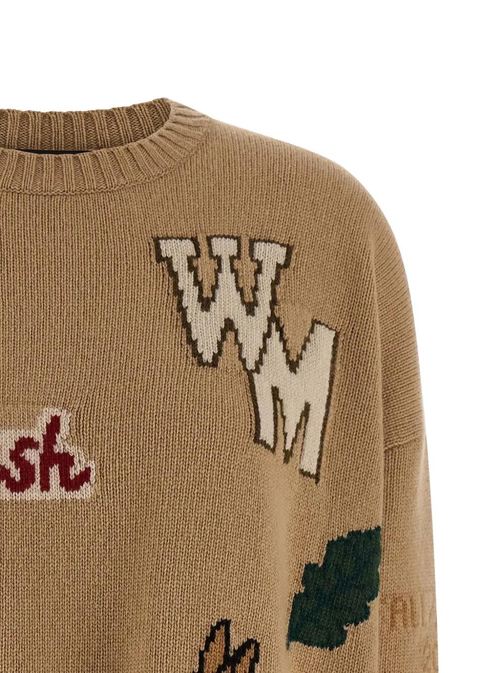 WEEKEND MAX MARA Oversized Wool Yarn Sweater with Intarsia Pattern