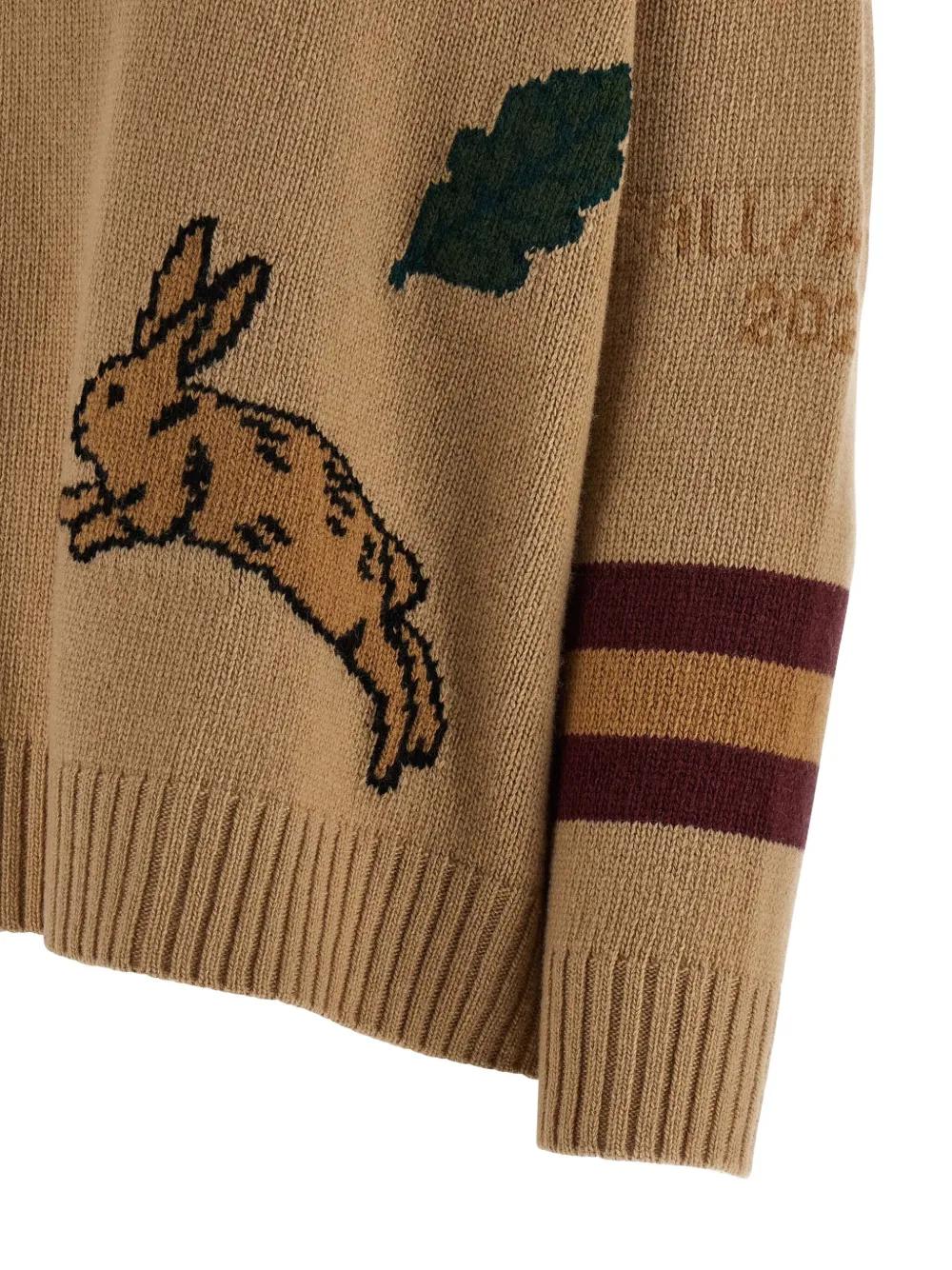 WEEKEND MAX MARA Oversized Wool Yarn Sweater with Intarsia Pattern