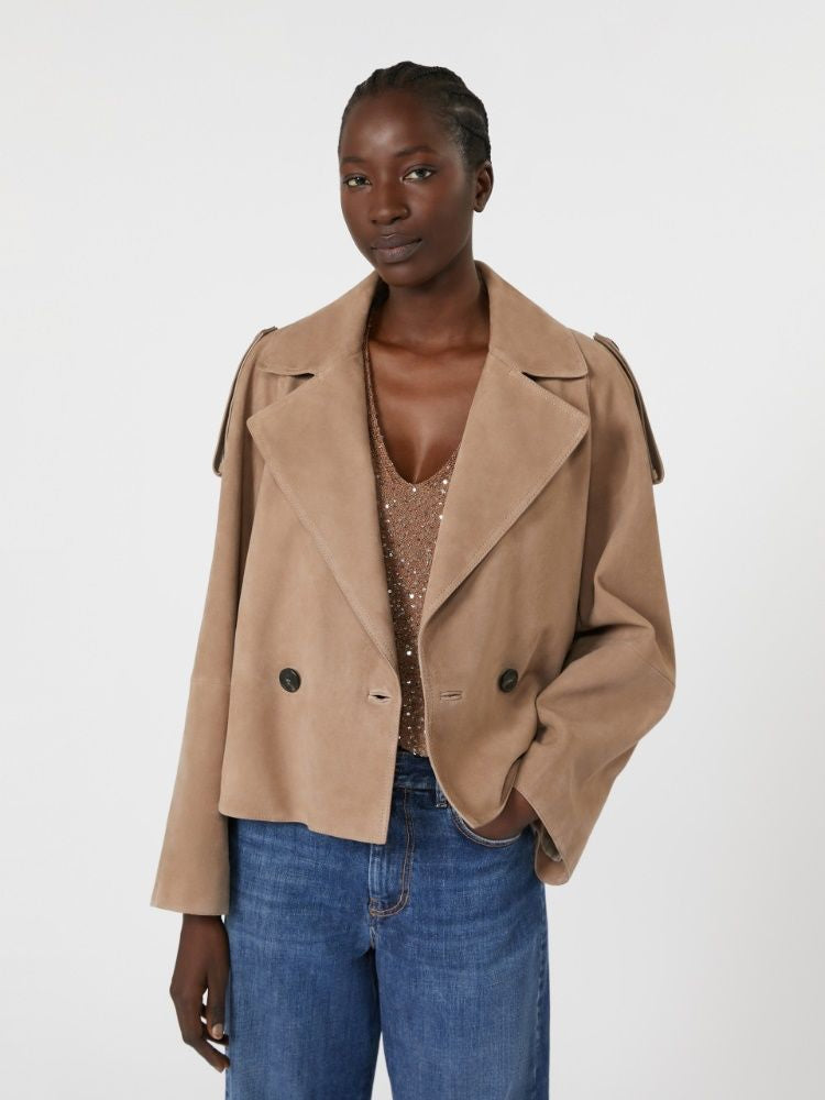WEEKEND MAX MARA Women's Short Suede Trench Jacket