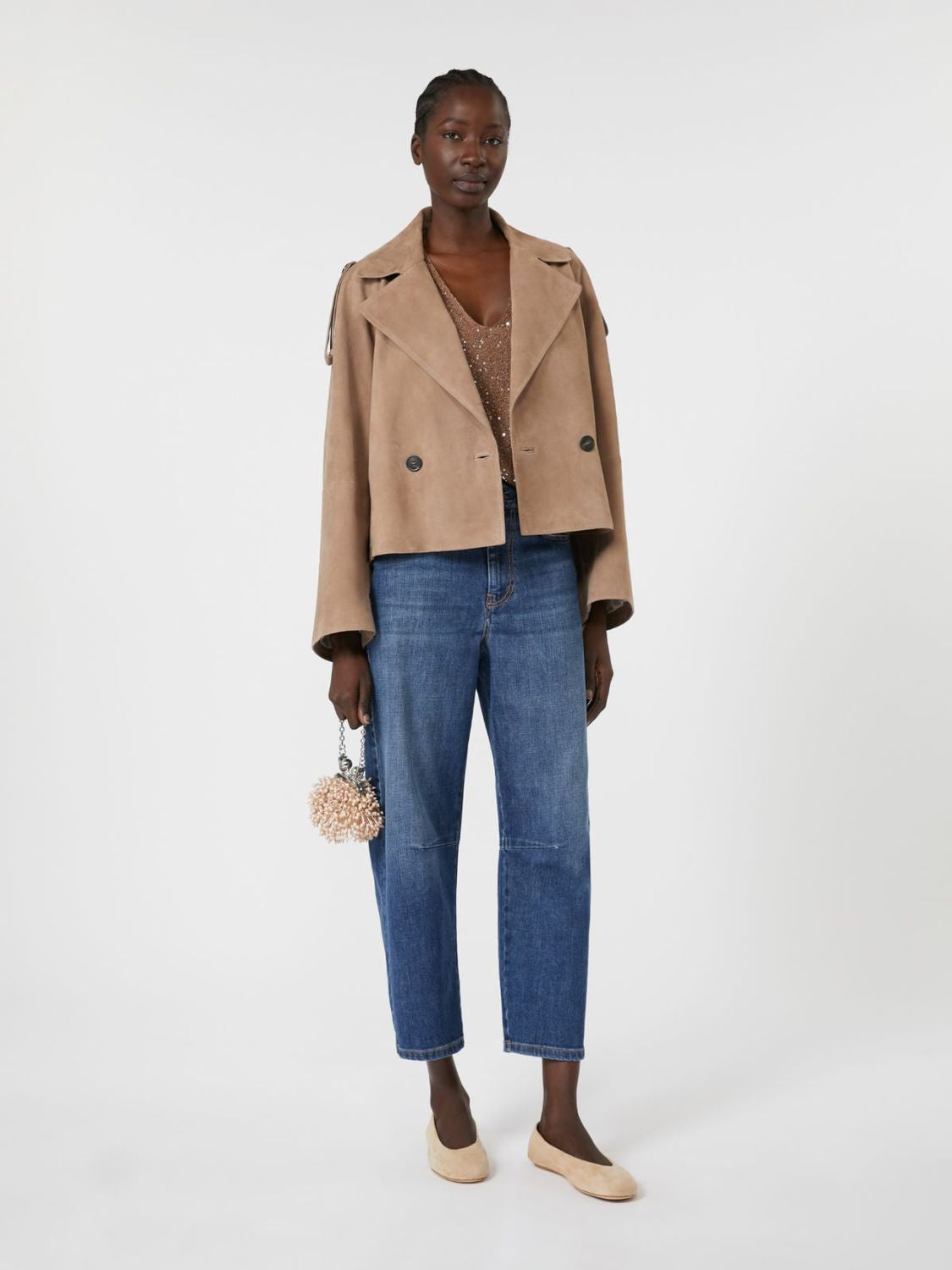 WEEKEND MAX MARA Women's Short Suede Trench Jacket
