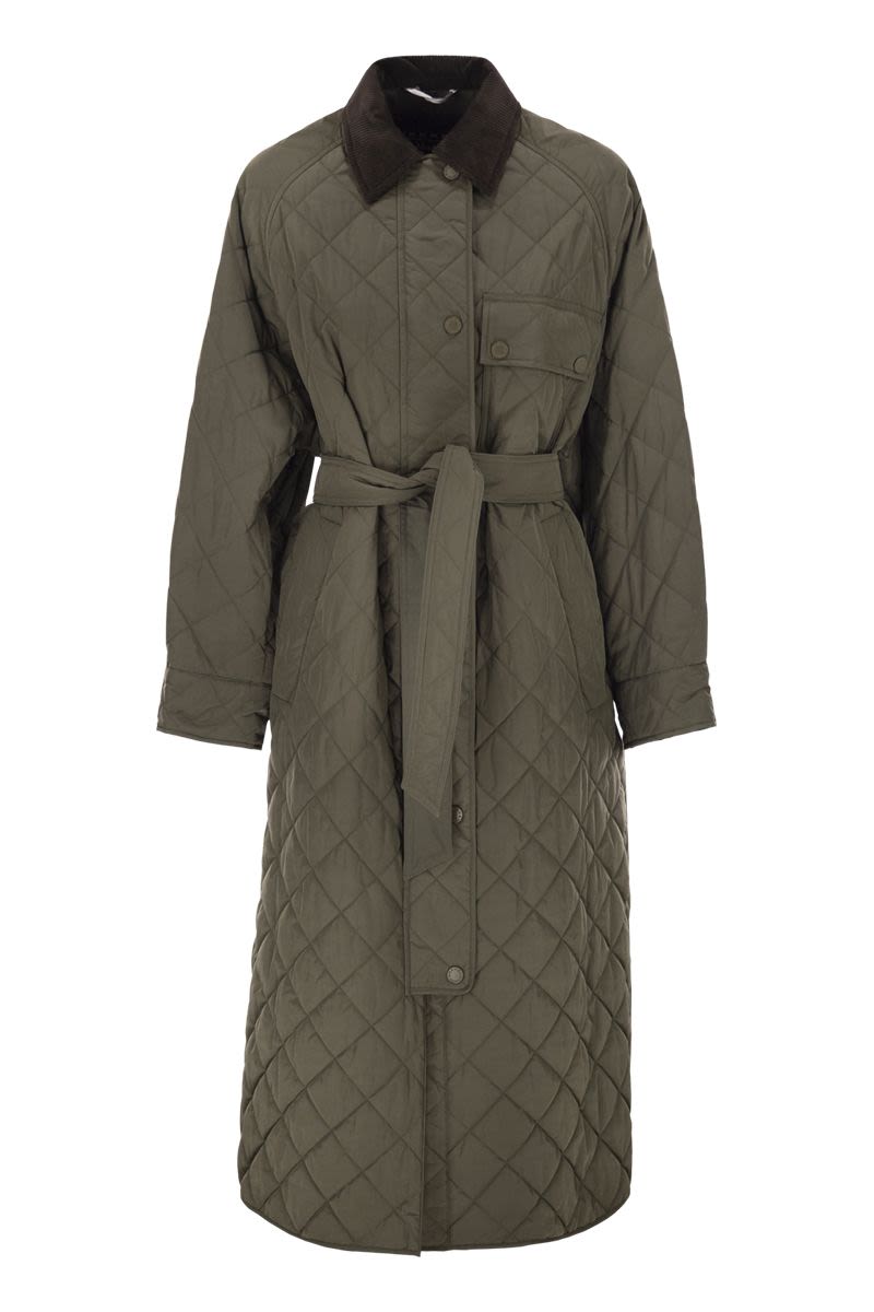 WEEKEND MAX MARA Water-Repellent Taffeta Long Jacket with Belt
