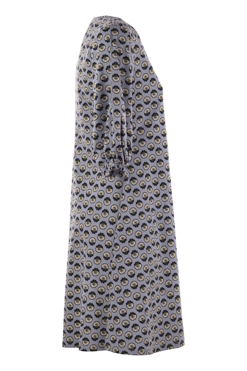 WEEKEND MAX MARA Fluid Silhouette Cotton Dress with V-Neck and Feminine Volume