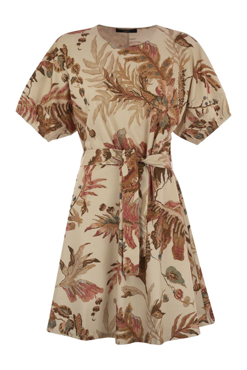 WEEKEND MAX MARA Printed Cotton T-Shirt Dress with Waist Belt