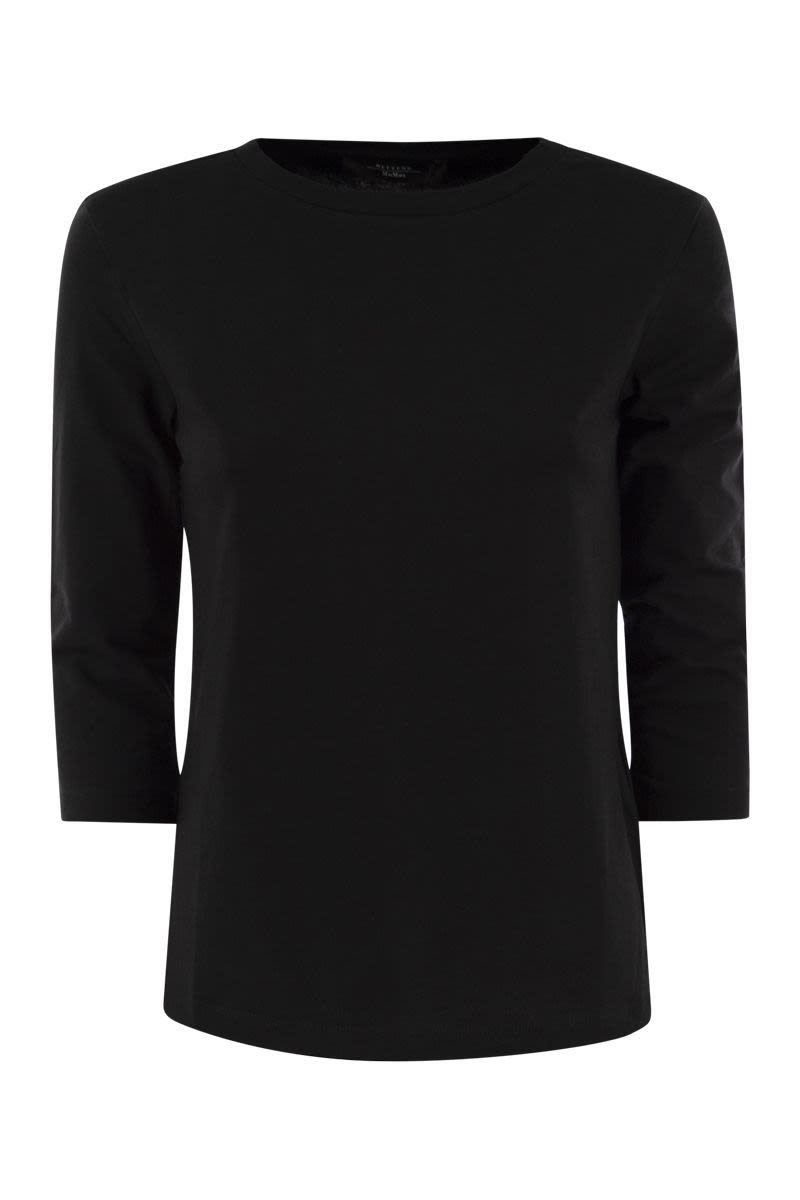 WEEKEND MAX MARA Soft Organic Cotton Boat Neck T-Shirt with 3/4 Sleeves