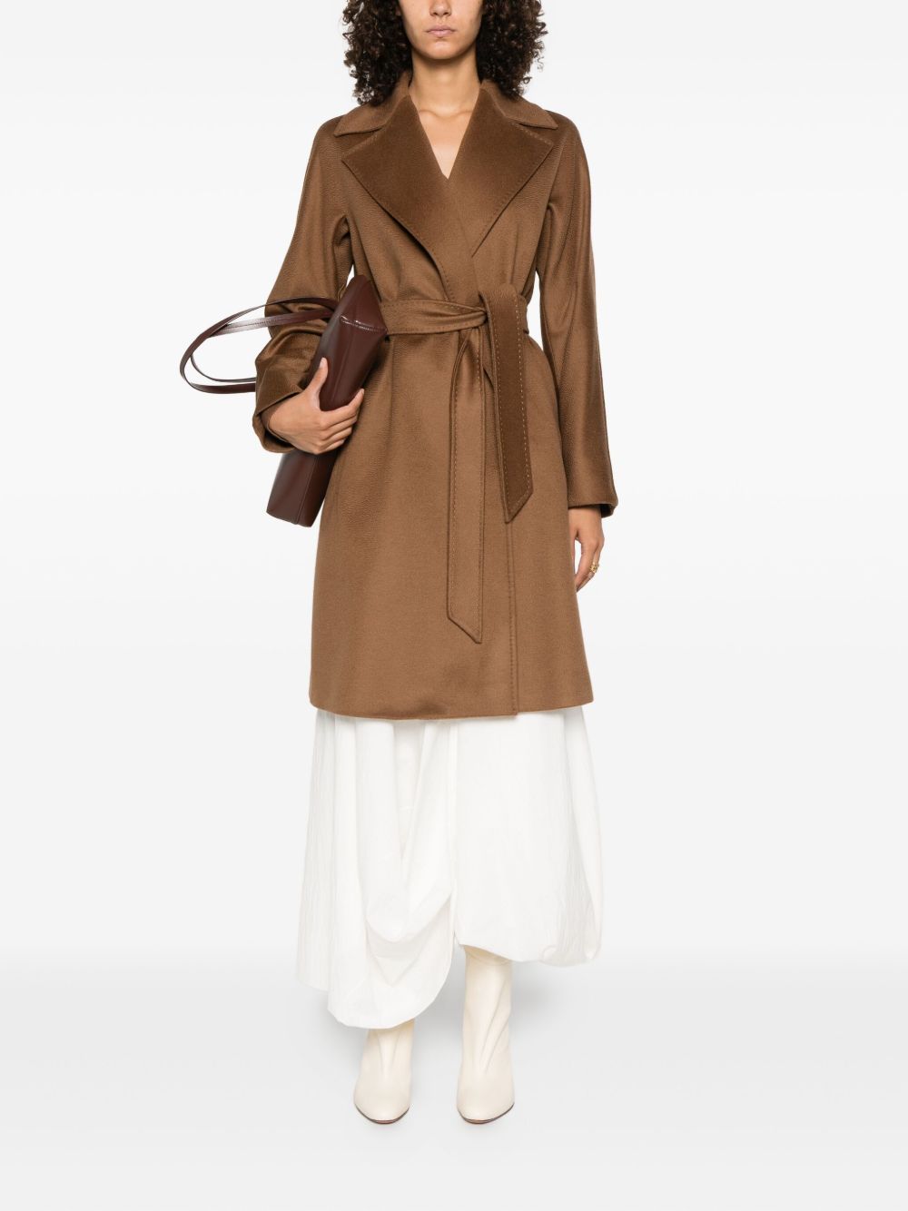 MAX MARA STUDIO Pure Wool Drap Jacket with Flared Design and Kimono Sleeves