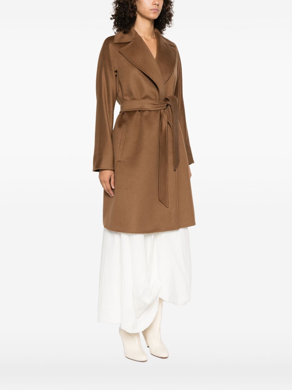 MAX MARA STUDIO Pure Wool Drap Jacket with Flared Design and Kimono Sleeves
