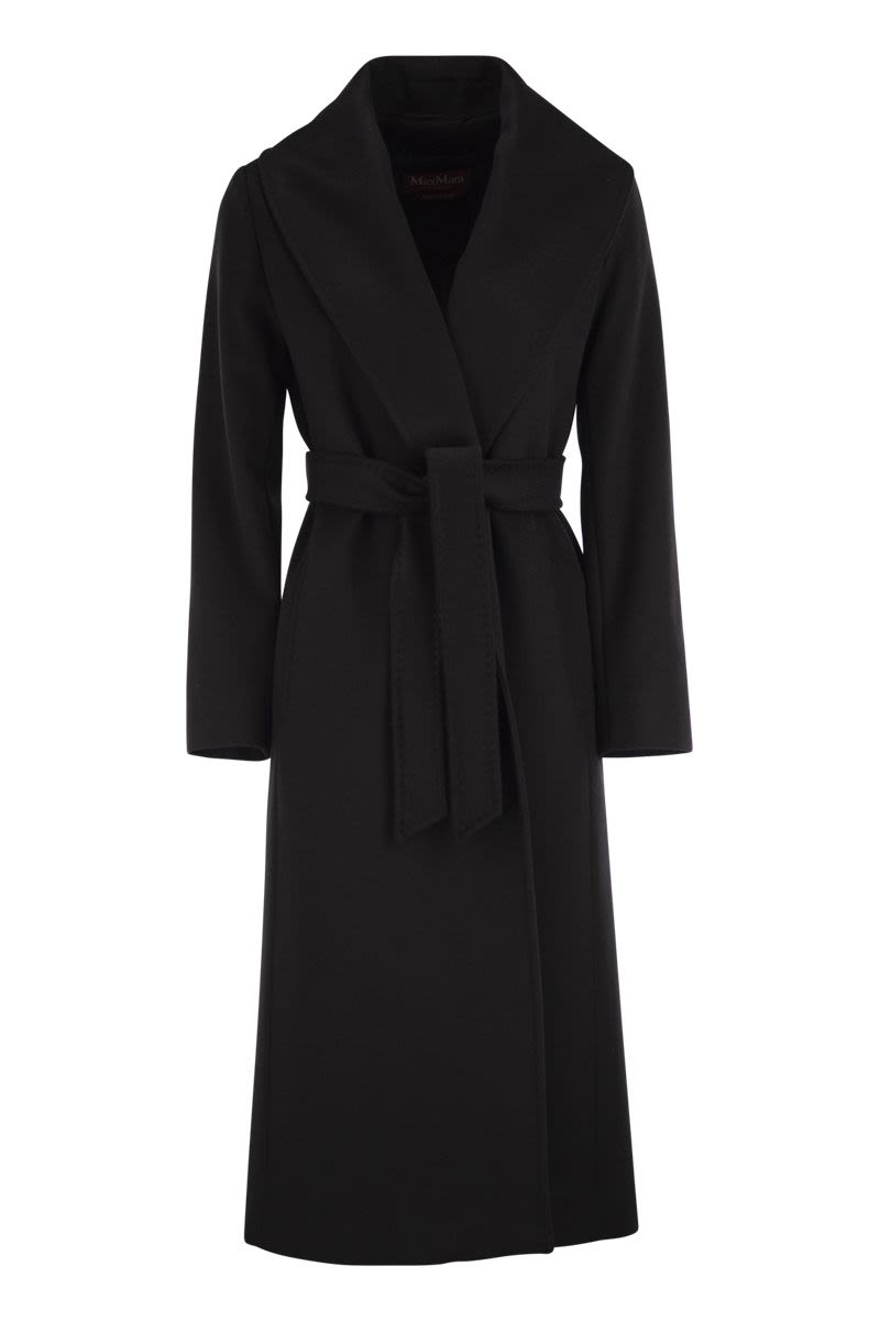 MAX MARA Wool Drap Long Dressing Gown Jacket with Scarf Collar
