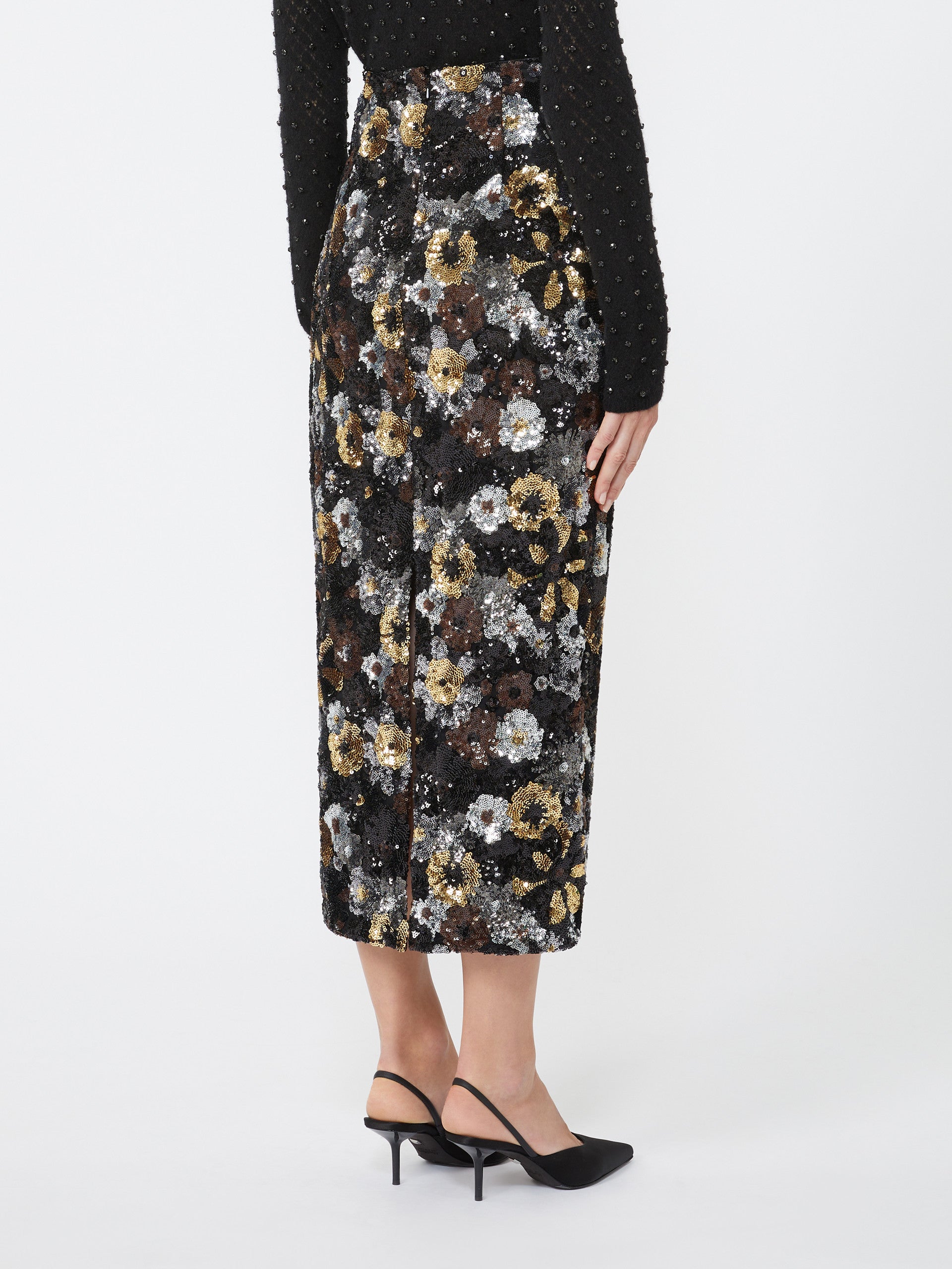 MAX MARA STUDIO Fitted Tulle and Sequin Pencil Skirt - Size 40