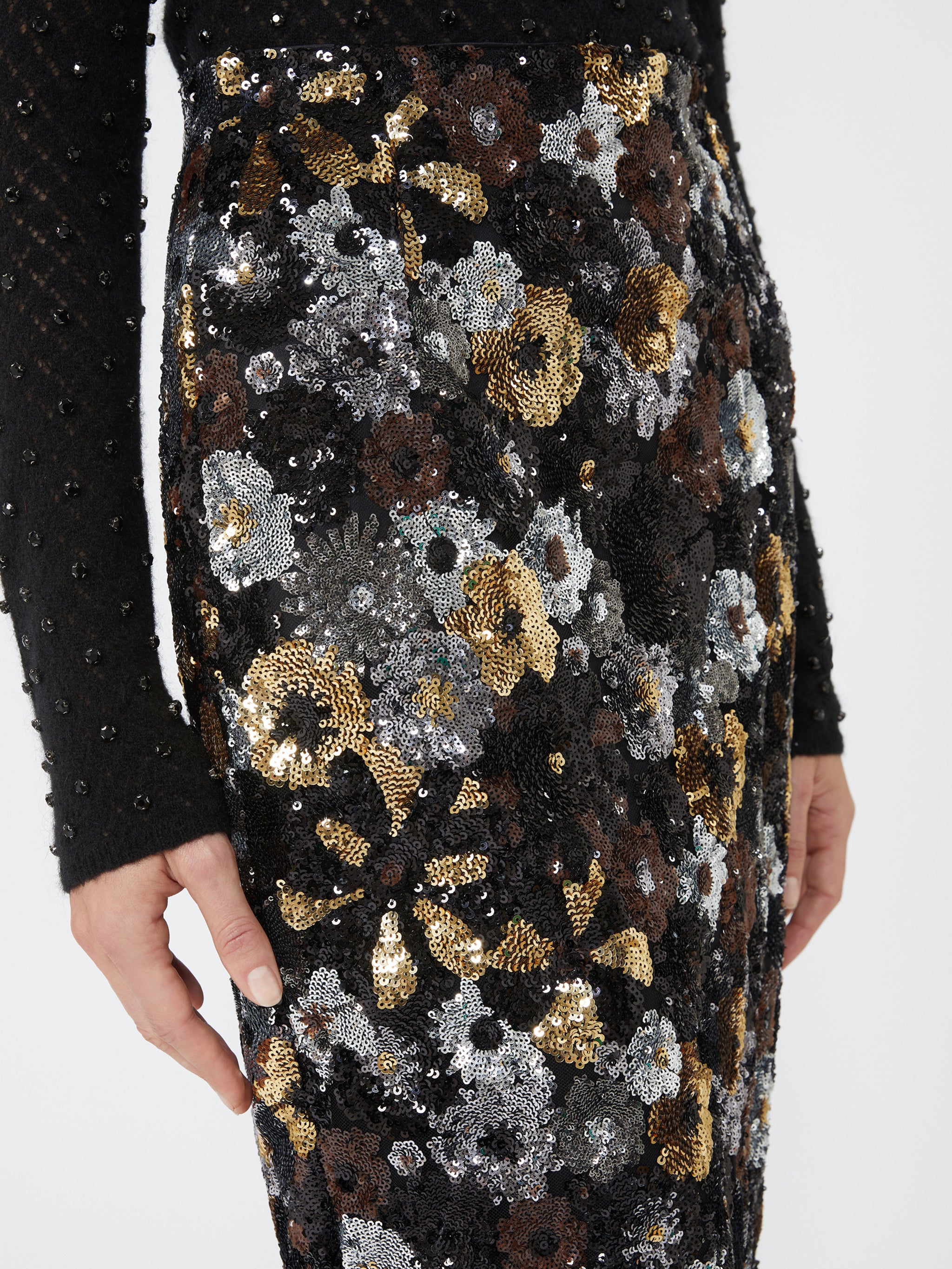 MAX MARA STUDIO Fitted Tulle and Sequin Pencil Skirt - Size 40