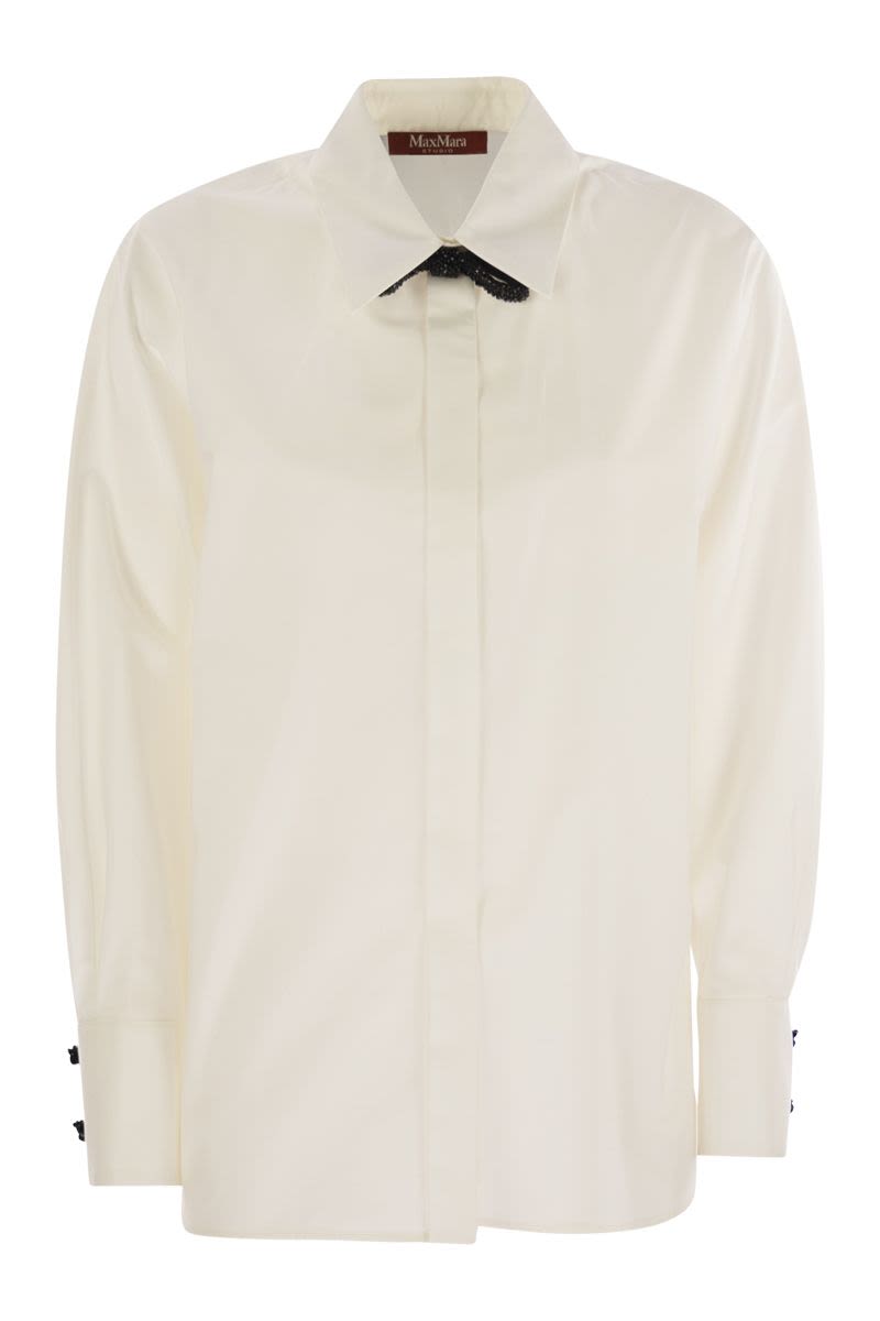 MAX MARA Cotton and Silk Poplin Shirt with Removable Bow Tie