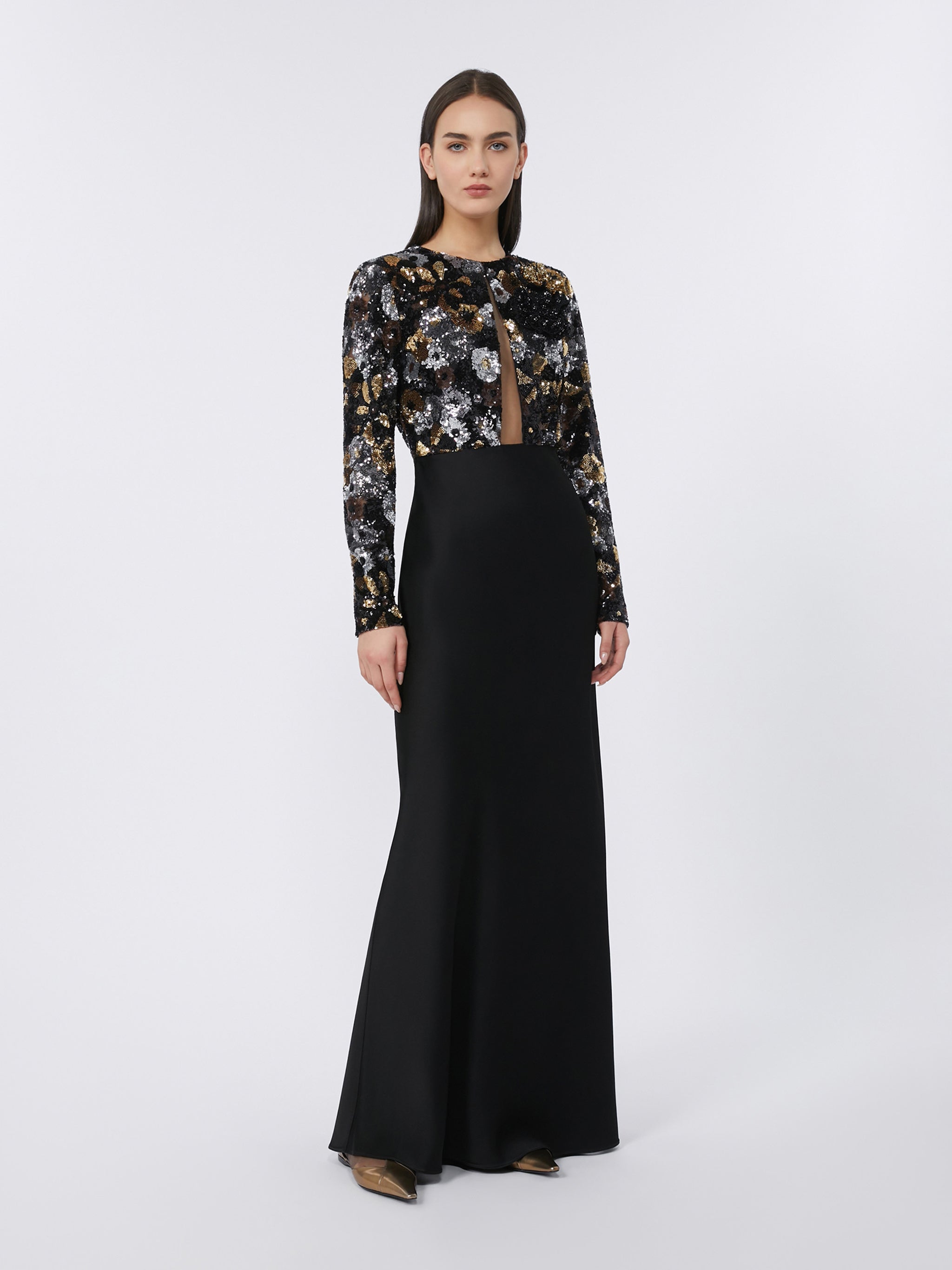 MAX MARA STUDIO Elegant Sheath Dress with Tulle Inserts - Size 40