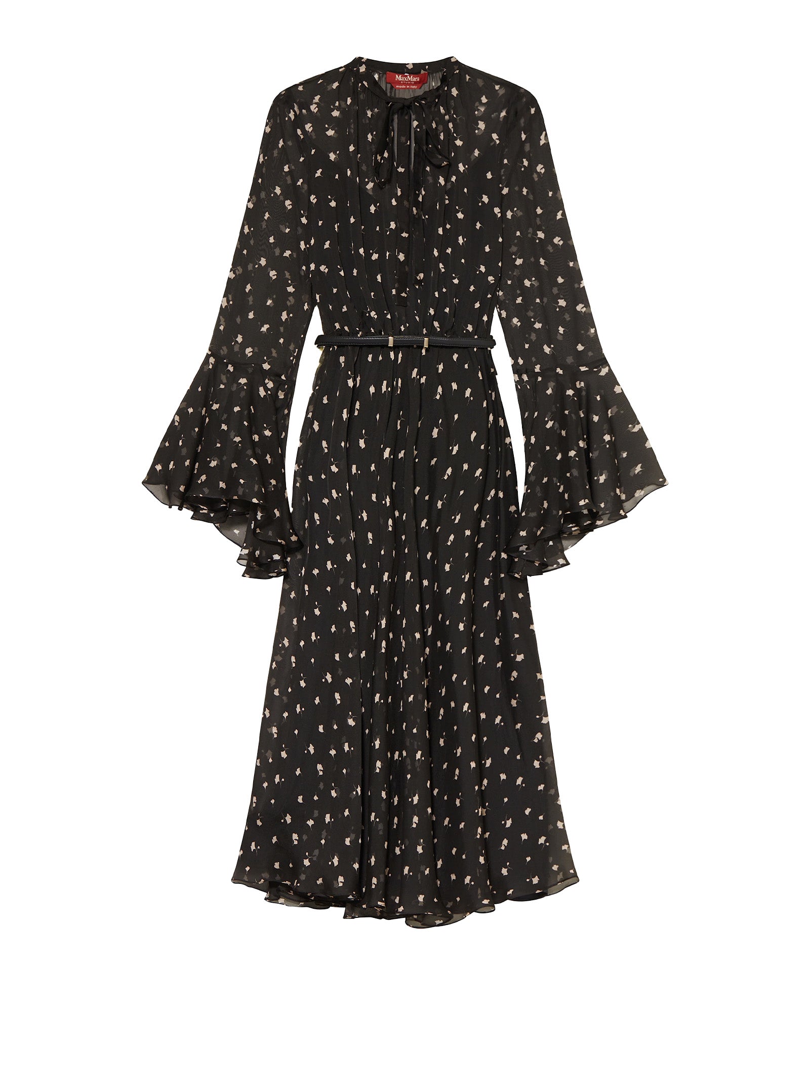 MAX MARA STUDIO Long Patterned Dress with Long Sleeves