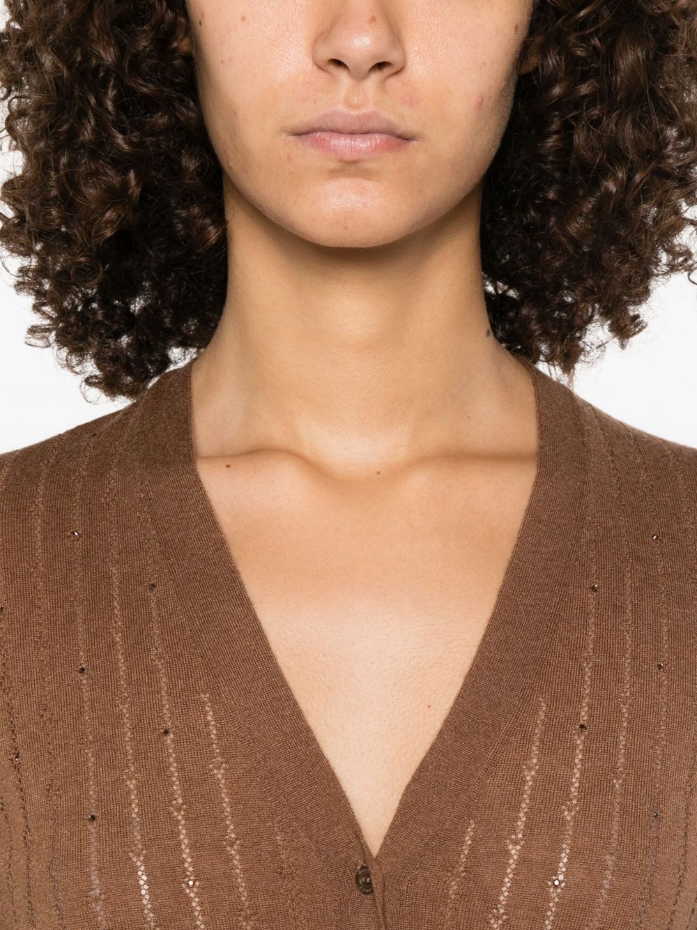 MAX MARA STUDIO V-Neck Button-Up Cardigan - Size S