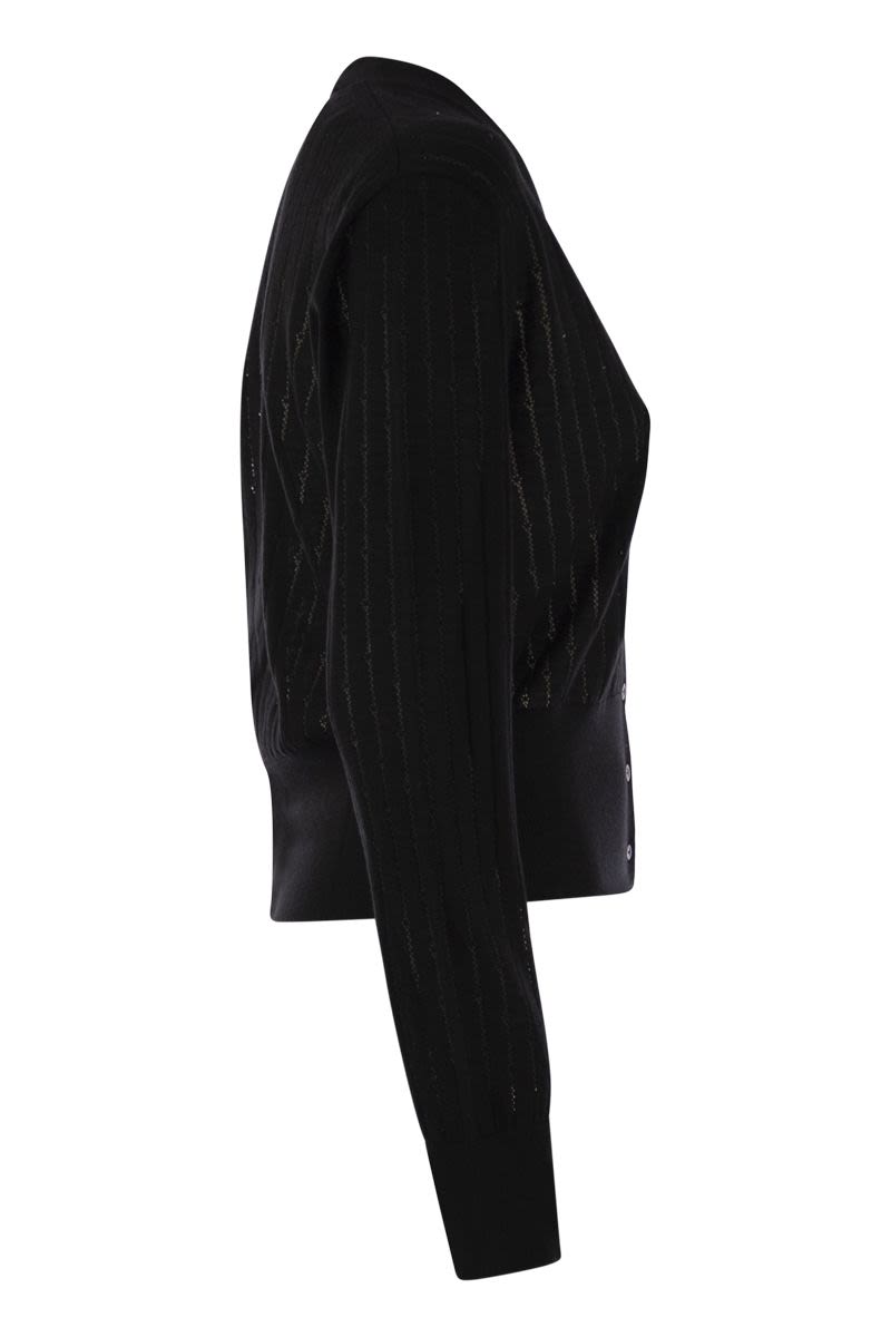 MAX MARA V-Neck Wool and Silk Cardigan with Sequins