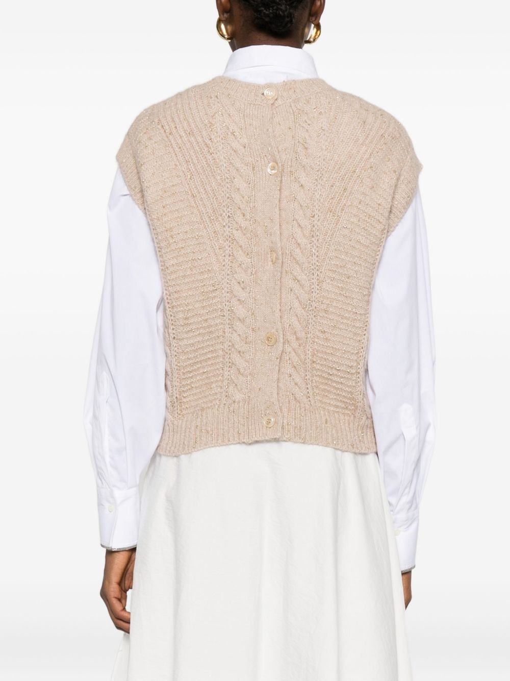 MAX MARA STUDIO Chic Knit Vest with Back Button Closure