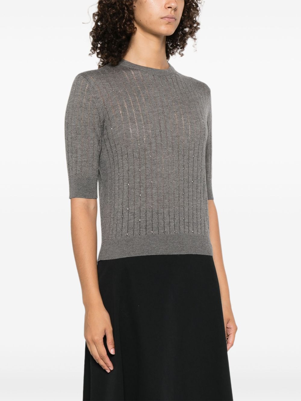 MAX MARA STUDIO Short Sleeve Crewneck Sweater (Size S)