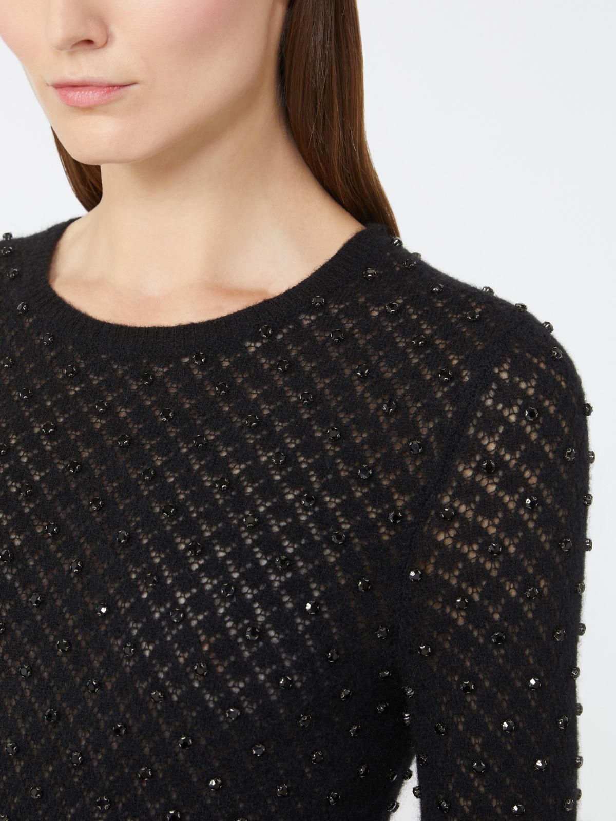 MAX MARA STUDIO Embellished Wool and Mohair Blend Sweater - Size M