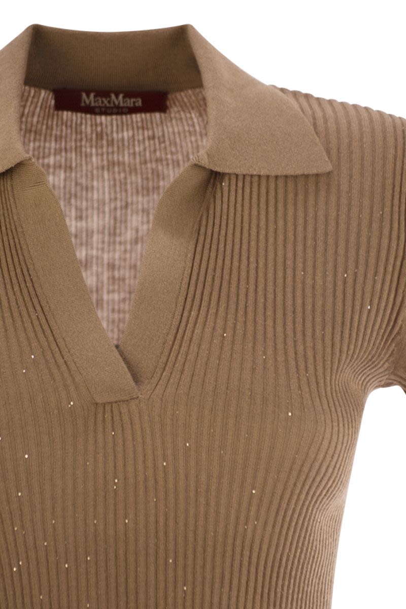 MAX MARA Women’s Wool and Silk Polo Shirt with Sequins - Fitted Line