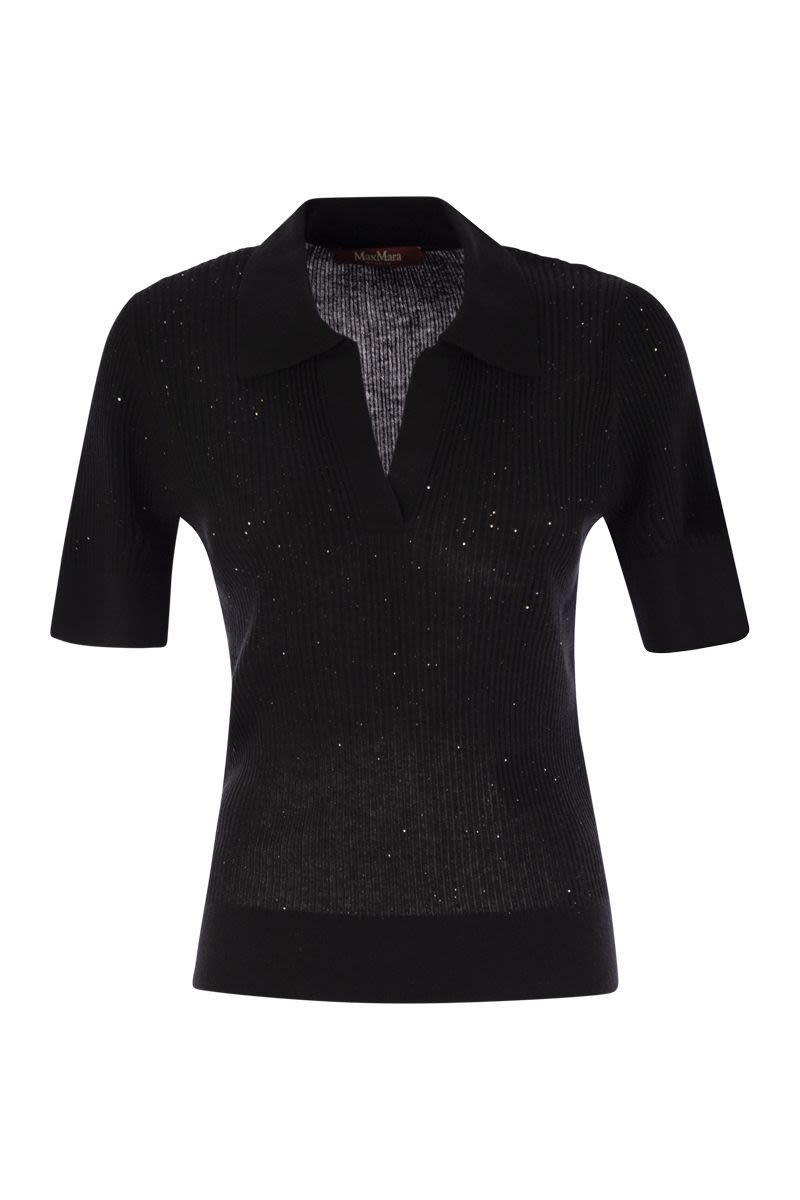 MAX MARA Wool and Silk Polo Shirt with Sequins