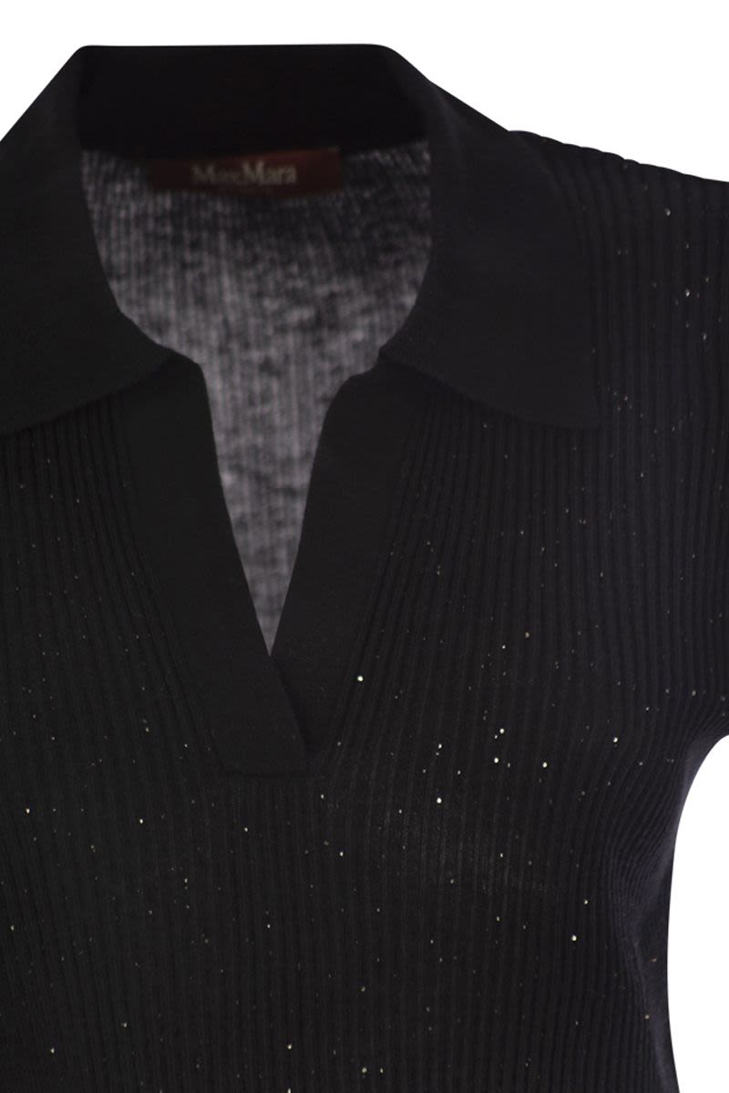 MAX MARA Wool and Silk Polo Shirt with Sequins