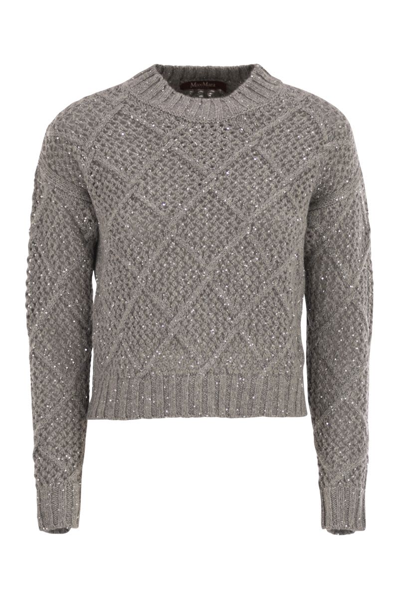 MAX MARA Boxy Wool and Cashmere Jumper with Sequins