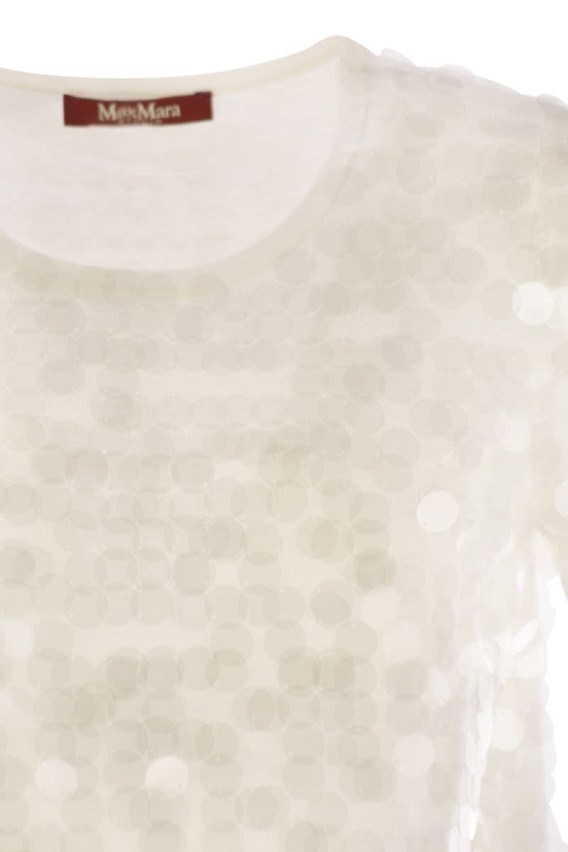 MAX MARA Wool Sweater with Sequins - Soft Fit, Crew Neck, Short Sleeves