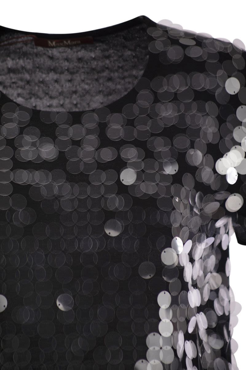 MAX MARA Wool Sweater with Sequin Embellishments - Short Sleeve