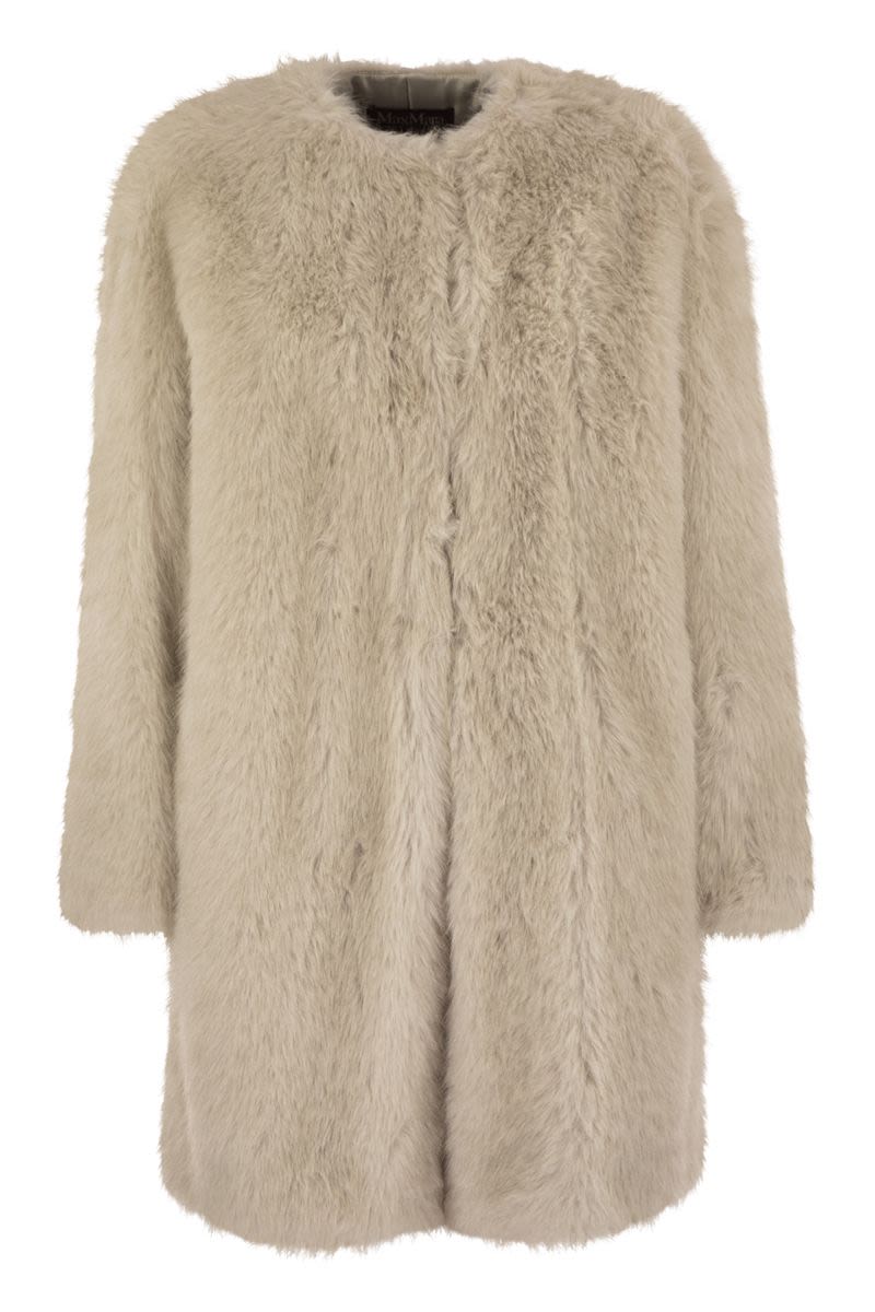 MAX MARA STUDIO Eros Fur Crew Neck Long Sleeve Outerwear