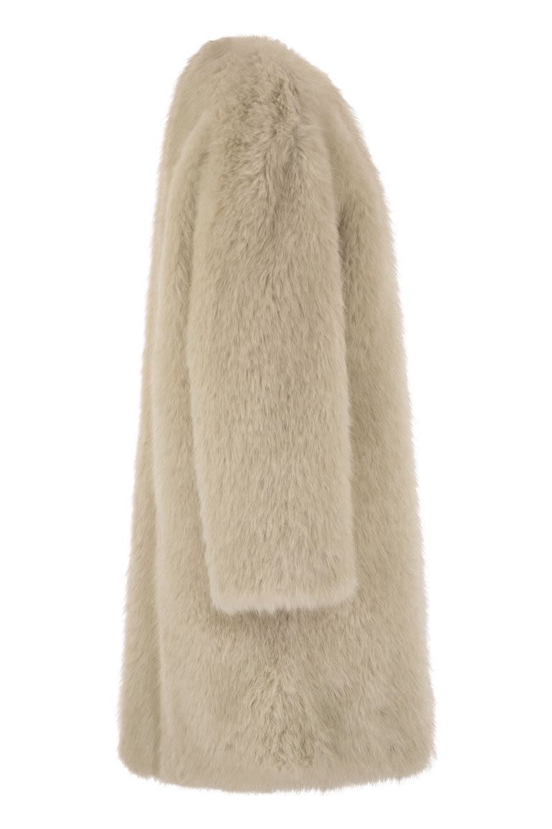 MAX MARA STUDIO Eros Fur Crew Neck Long Sleeve Outerwear