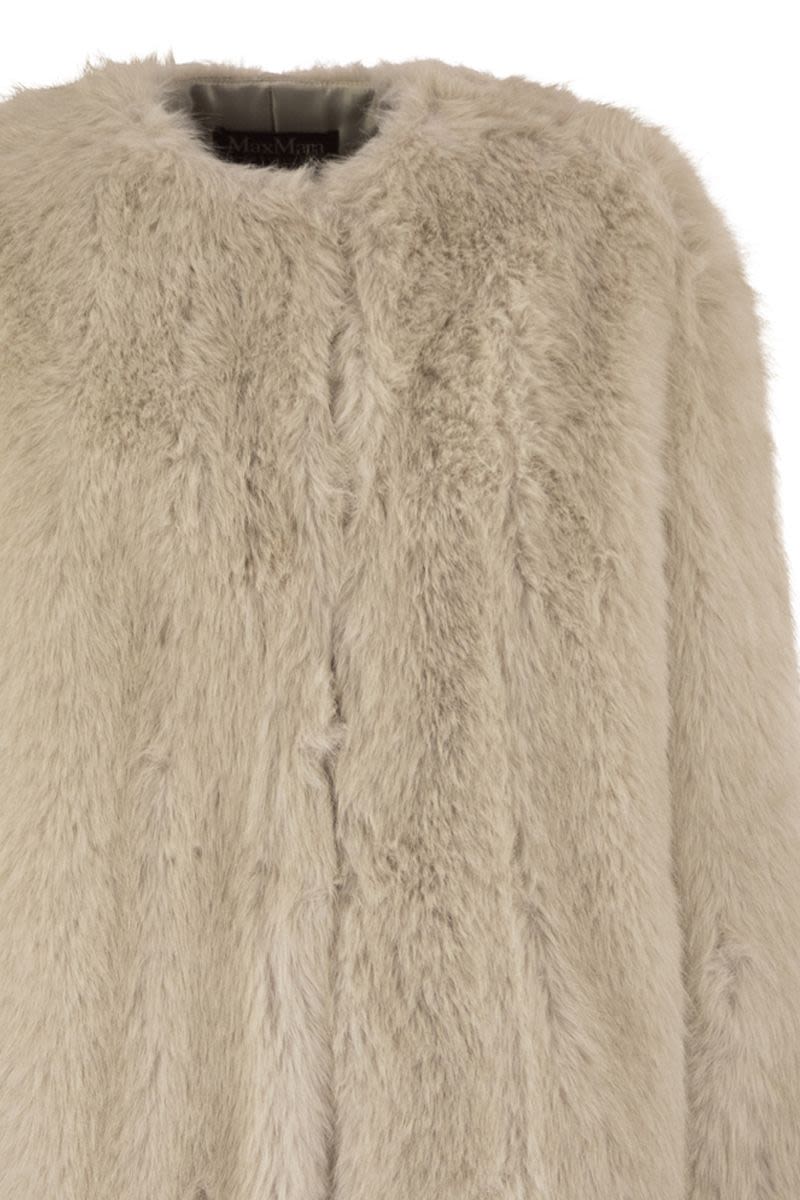 MAX MARA STUDIO Eros Fur Crew Neck Long Sleeve Outerwear